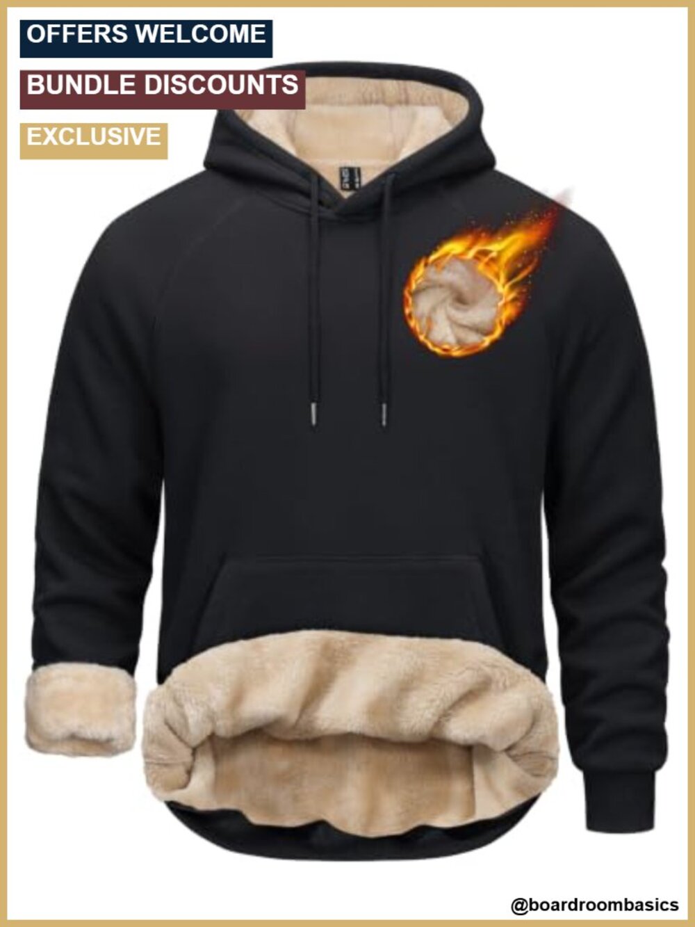 Men's Fleece Hoodie Sherpa Lined Thermal Pullover Sweatshirt